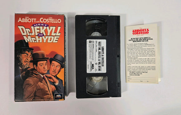 Abbott and Costello Meet Dr. Jekyll and Mr. Hyde VHS Tape, 1991 with Promo Paper