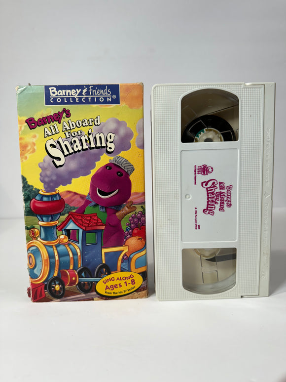 Barney's All Aboard For Sharing VHS Tape (1996)