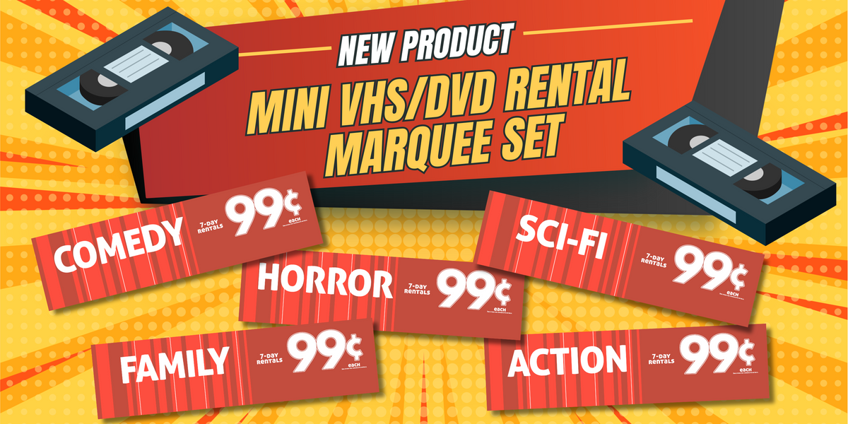 Mini VHS/DVD Rental Marquee Sign Set – Geek Guilt