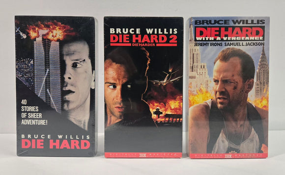 Die Hard 1-3 VHS Tape Bundle - Brand New, Sealed with Blue Watermark (1991)