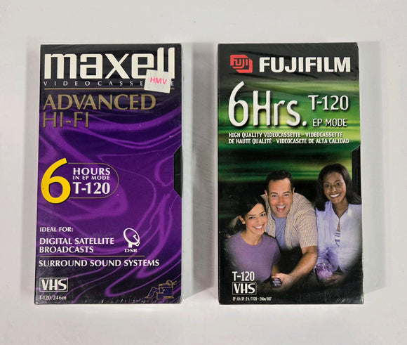 Maxell HI-FI & FUJIFILM T-120 6 Hrs. VHS Blank Tapes - Sealed Brand New