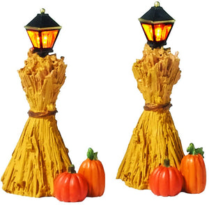 Department 56 Halloween Accessories for Village Collections Harvest Corn Stalk Lantern Lit Figurine Set, 2.25 Inch