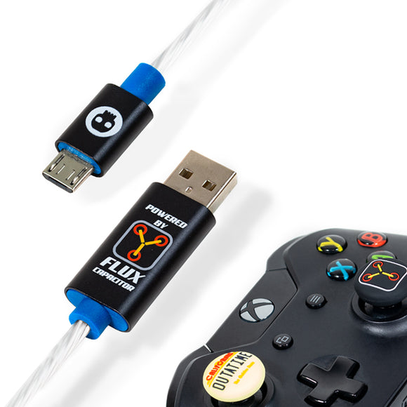 OFFICIAL BACK TO THE FUTURE LED MICRO USB CABLE & THUMB GRIPS (PS4 AND XBOX ONE)